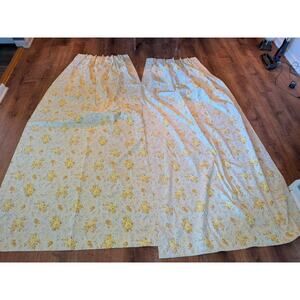Vtg. Danville Yellow Floral Thermal 48x84 Curtain Panel Set